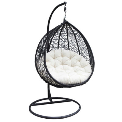 Charles Bentley Hanging Swing Chair Seat - Black & Cream Charles Bentley Hanging Swing Chair Seat - Black & Cream